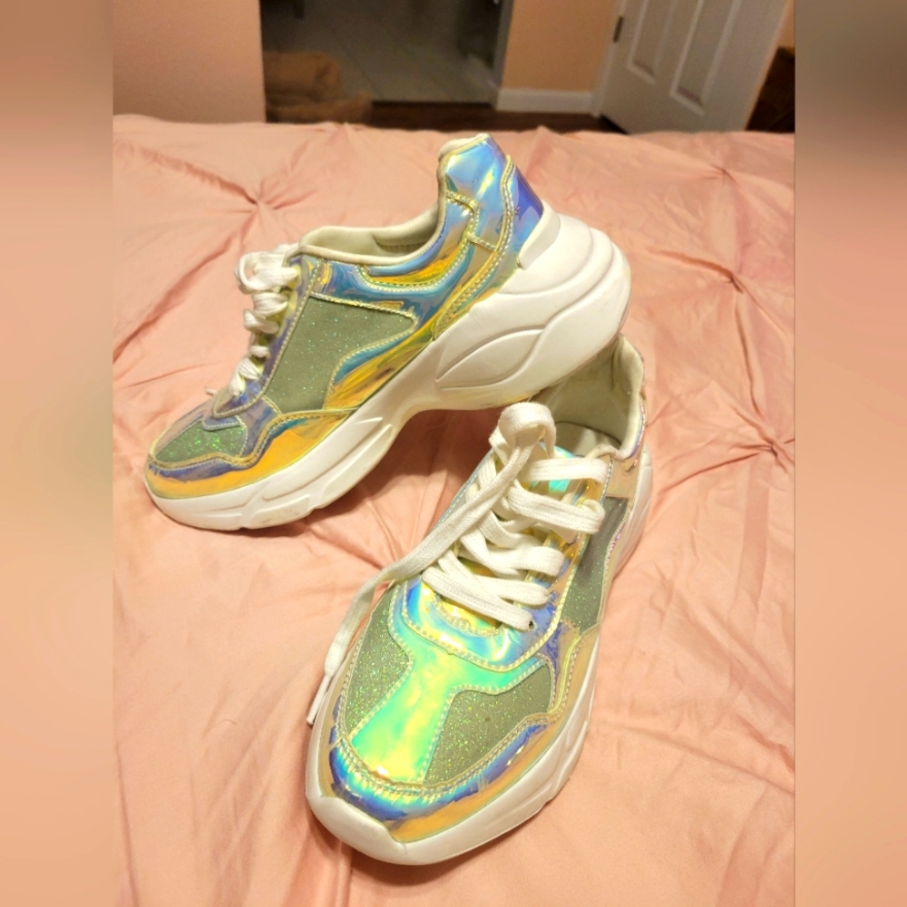 Ladies size 9 Air Underground metallic sneakers